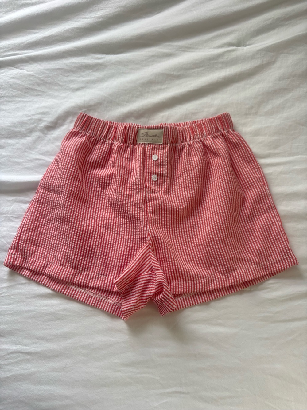 Red & White Striped Button-Front Shorts